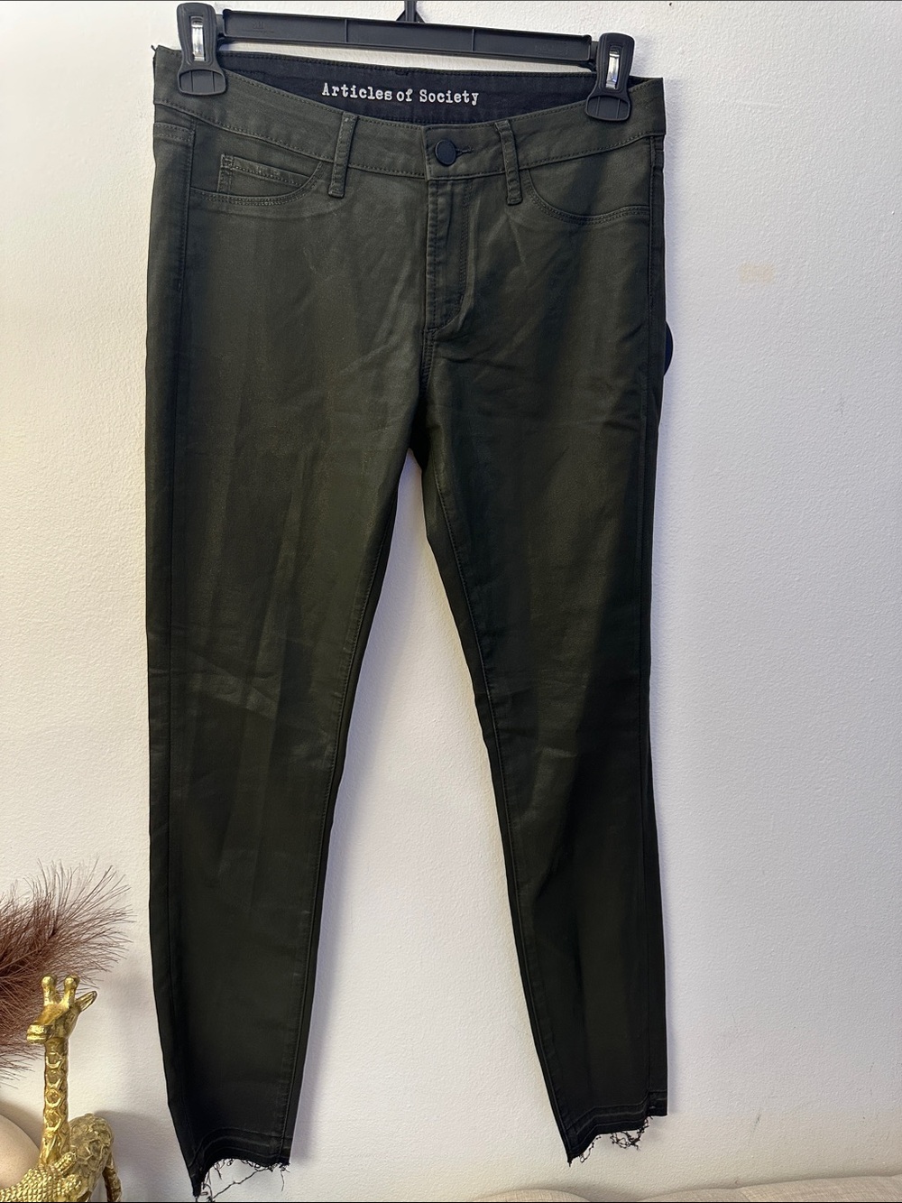 Articles Of Society Olive Green Slim Stretch Ankle Length Jeans